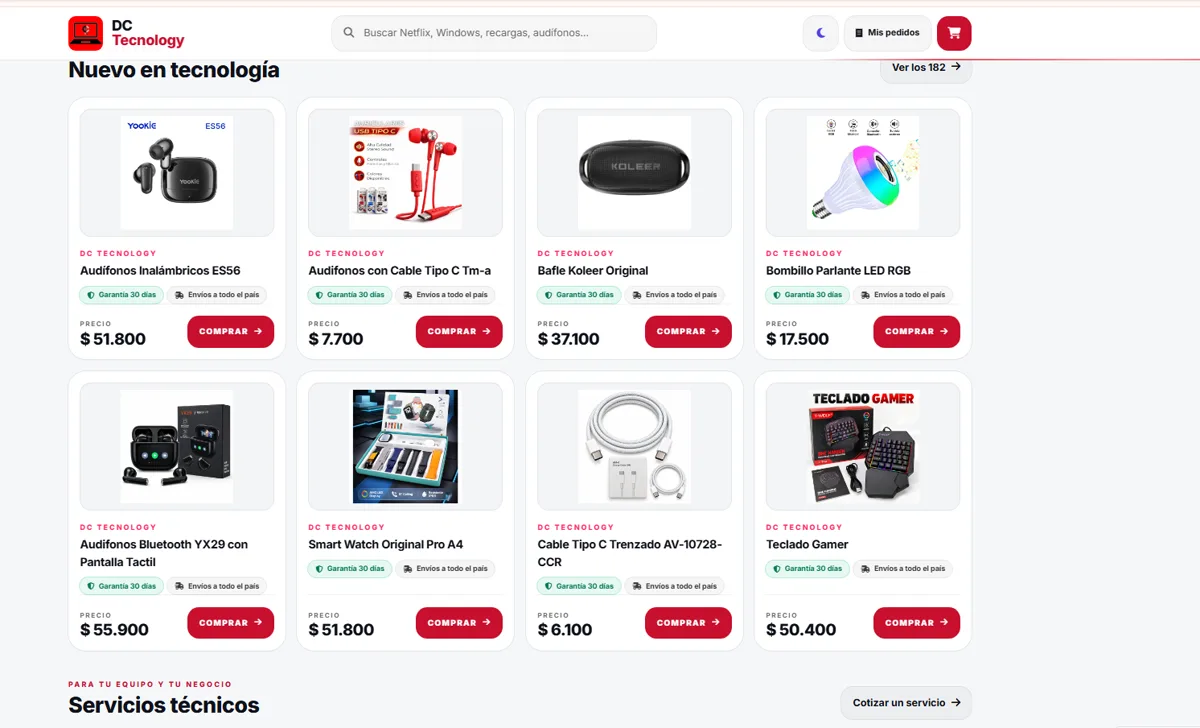 Tienda en línea con catálogo de productos y carrito
